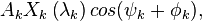 A_{k} X_{k}\left( {{\mathbf{\lambda }}_{k}} \right) cos(\psi_k + \phi_k),